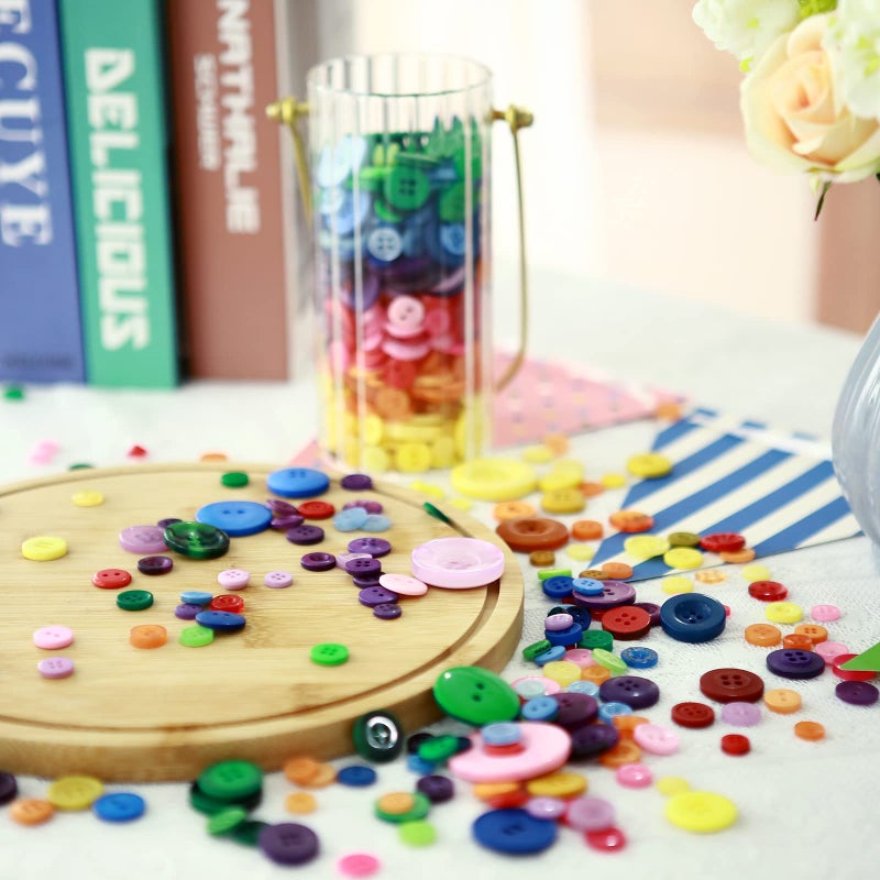 Greentime 1400-1500pcs Resin Buttons Sewing Button Assorted Sizes for Christmas Party Decorations Sewing DIY Manual Button Painting DIY Handmade Ornament Buttons Easter Egg Fillers Decorative - Image 3